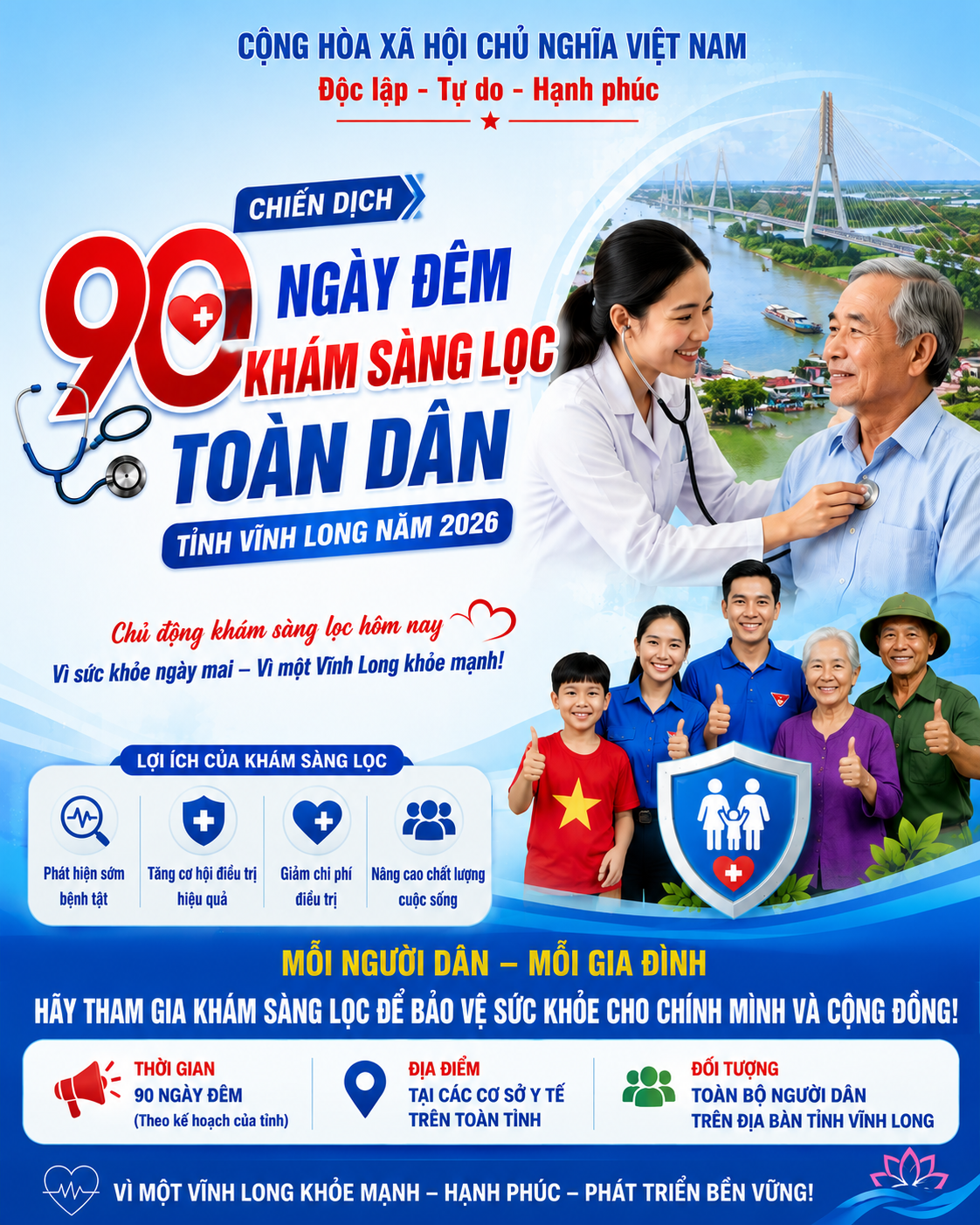 Tổ chức tuyên truyền Chiến dịch 90 ngày đêm khám sàng lọc toàn dân tỉnh Vĩnh Long

