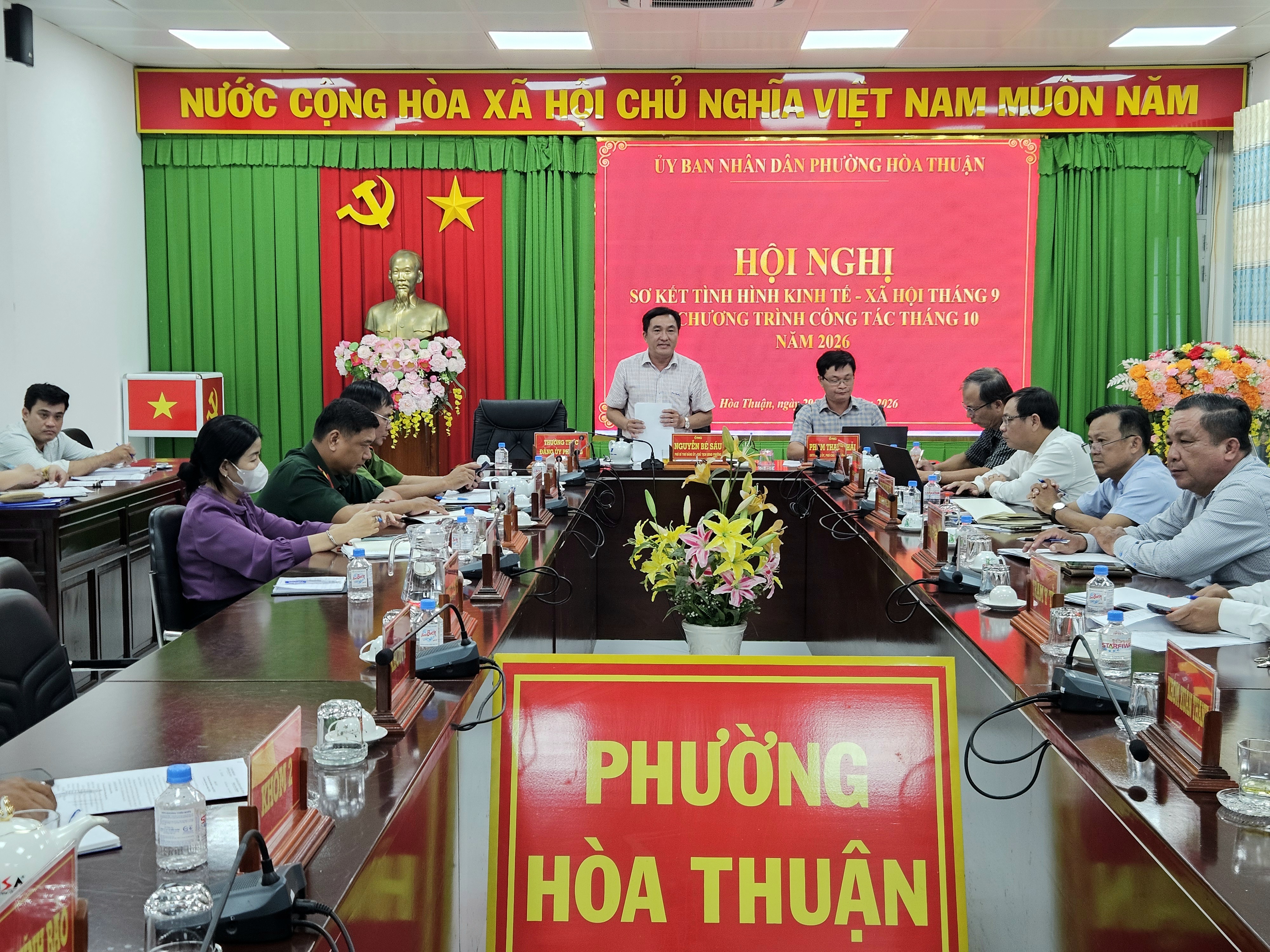 UBND phường Hòa Thuận sơ kết tình hình kinh tế - xã hội tháng 9 và triển khai nhiệm vụ tháng 10 năm 2026